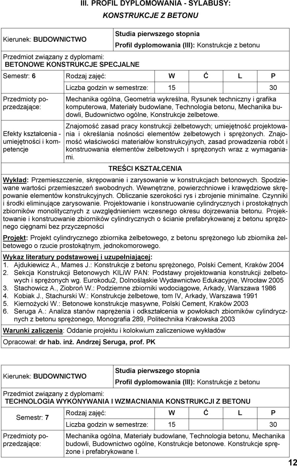 grafika komputerowa, Materiały budowlane, Technologia betonu, Mechanika budowli, Budownictwo ogólne, Konstrukcje żelbetowe.