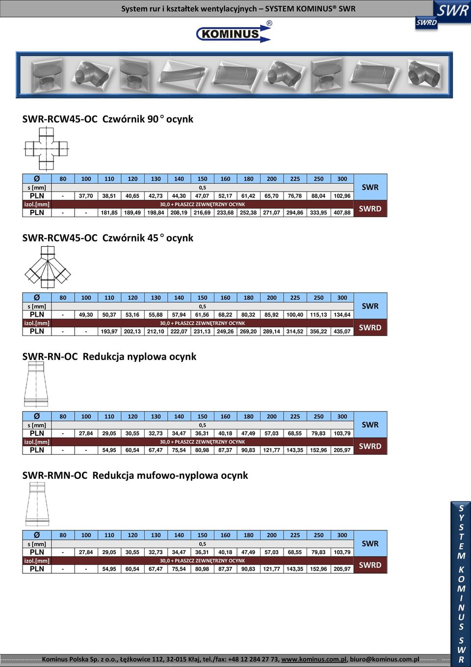 435,07 40,18 47,49 57,03 68,55 79,83 103,79 121,77 143,35 152,96 205,97 RNOC Redukcja nyplowa ocynk 27,84 29,05 35,73 54,95 64 67,47 34,47 36,31 75,54,98 87,37 90,83 RMNOC OC Redukcja mufowonyplowa