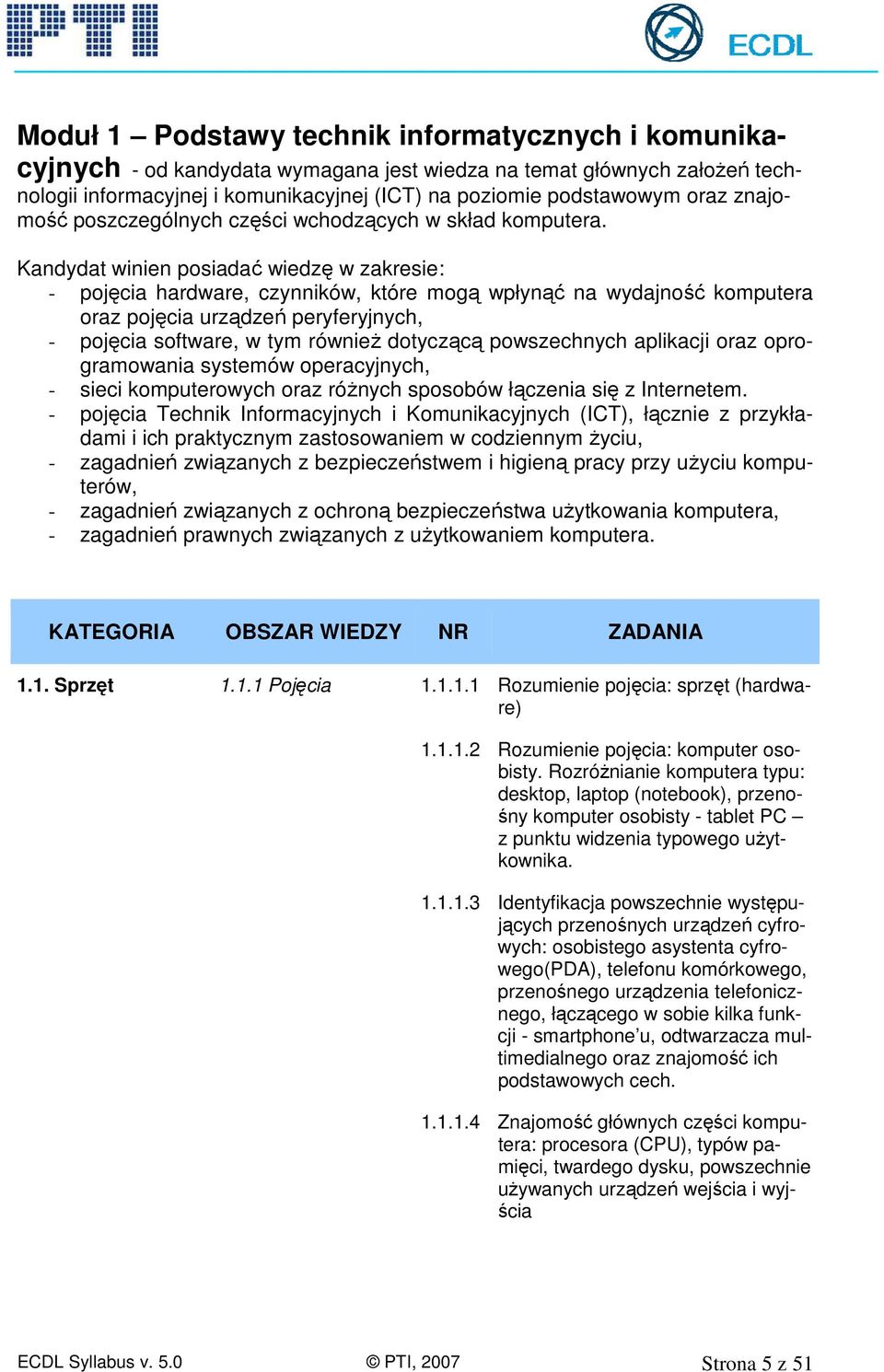 Kandydat winien posiadać wiedzę w zakresie: - pojęcia hardware, czynników, które mogą wpłynąć na wydajność komputera oraz pojęcia urządzeń peryferyjnych, - pojęcia software, w tym również dotyczącą