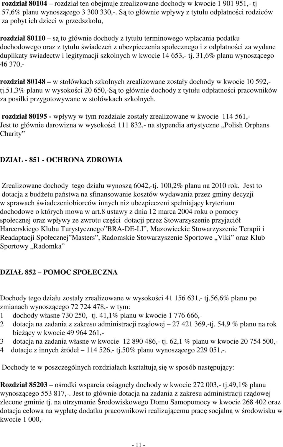ubezpieczenia społecznego i z odpłatności za wydane duplikaty świadectw i legitymacji szkolnych w kwocie 14 653,- tj.