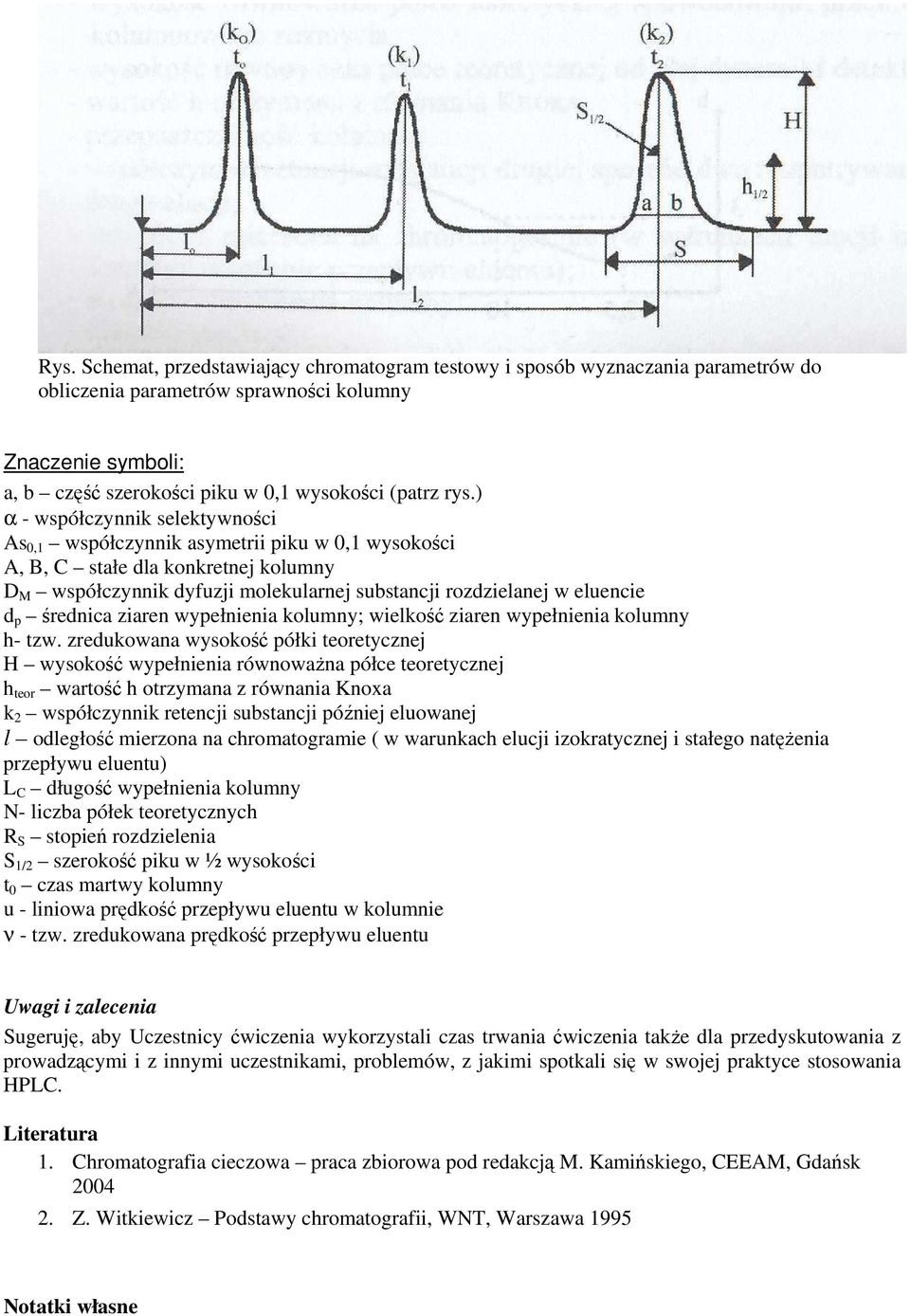 średnica ziaren wypełnienia kolumny; wielkość ziaren wypełnienia kolumny h- tzw.