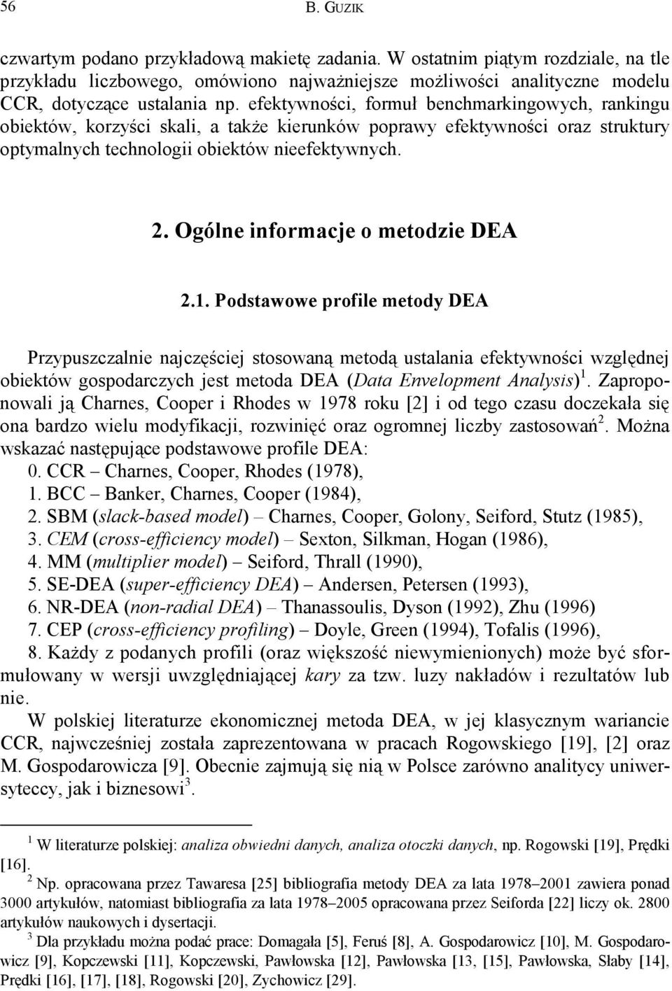 Ogólne informacje o metodzie DEA 2.1.