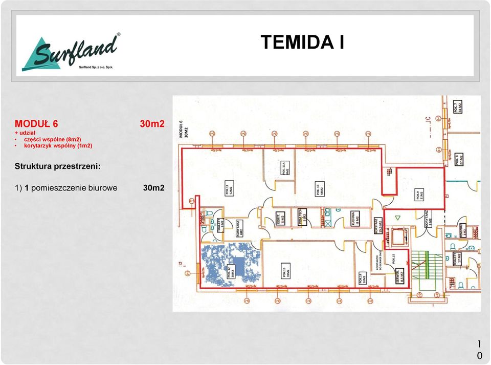 (1m2) 30m2 Struktura przestrzeni: