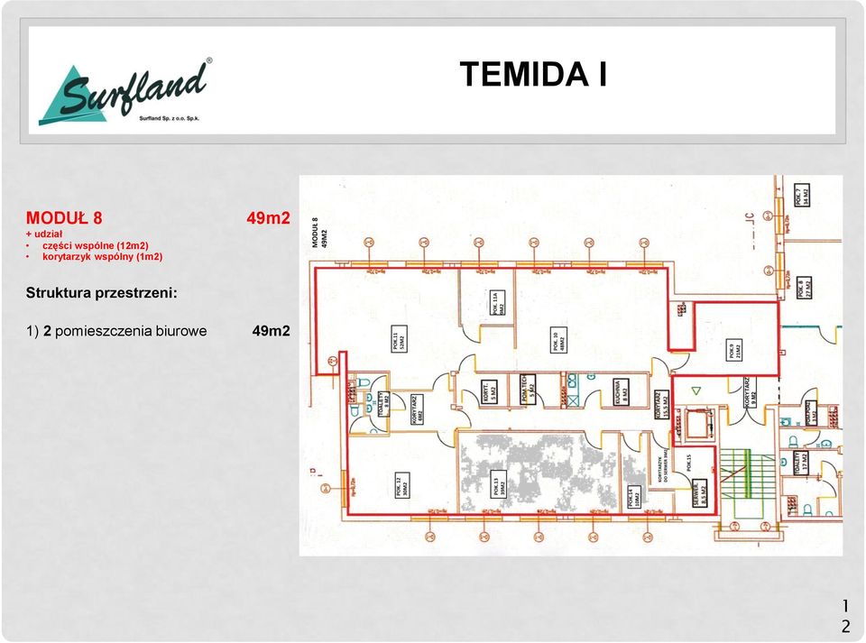 (1m2) 49m2 Struktura przestrzeni: