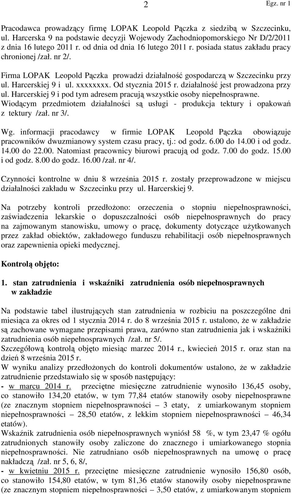Od stycznia 2015 r. działalność jest prowadzona przy ul. Harcerskiej 9 i pod tym adresem pracują wszystkie osoby niepełnosprawne.