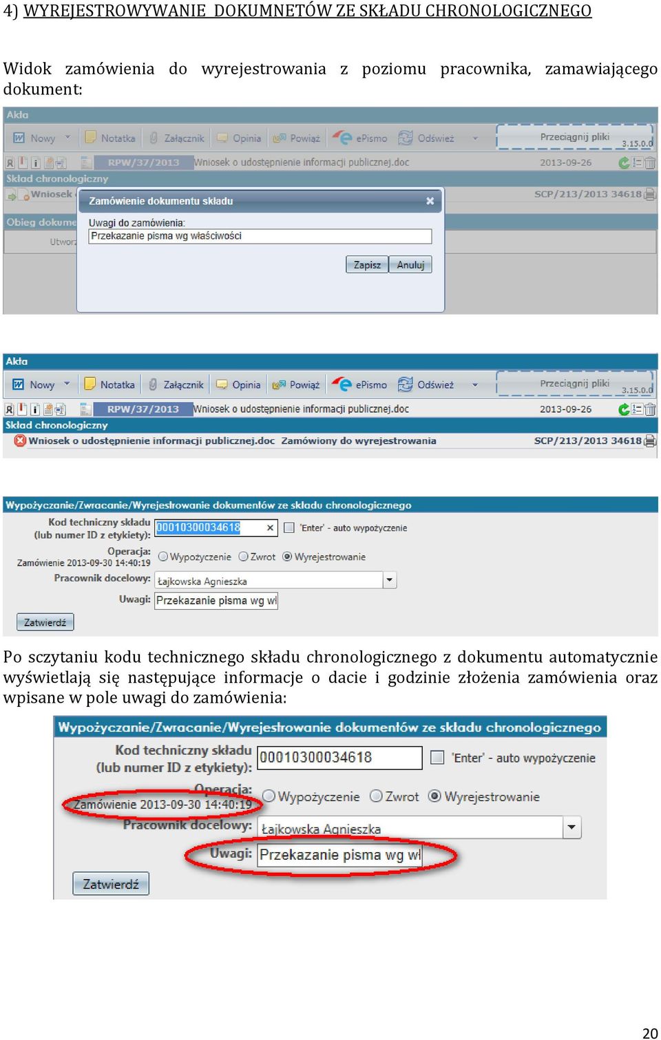 technicznego składu chronologicznego z dokumentu automatycznie wyświetlają się