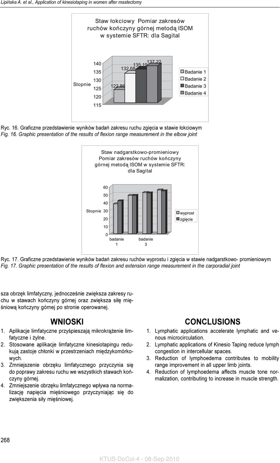 Graphic presentation of the results of flexion and extension range measurement in the carporadial joint sza obrzêk limfatyczny, jednoczeœnie zwiêksza zakresy ruchu w stawach koñczyny górnej oraz