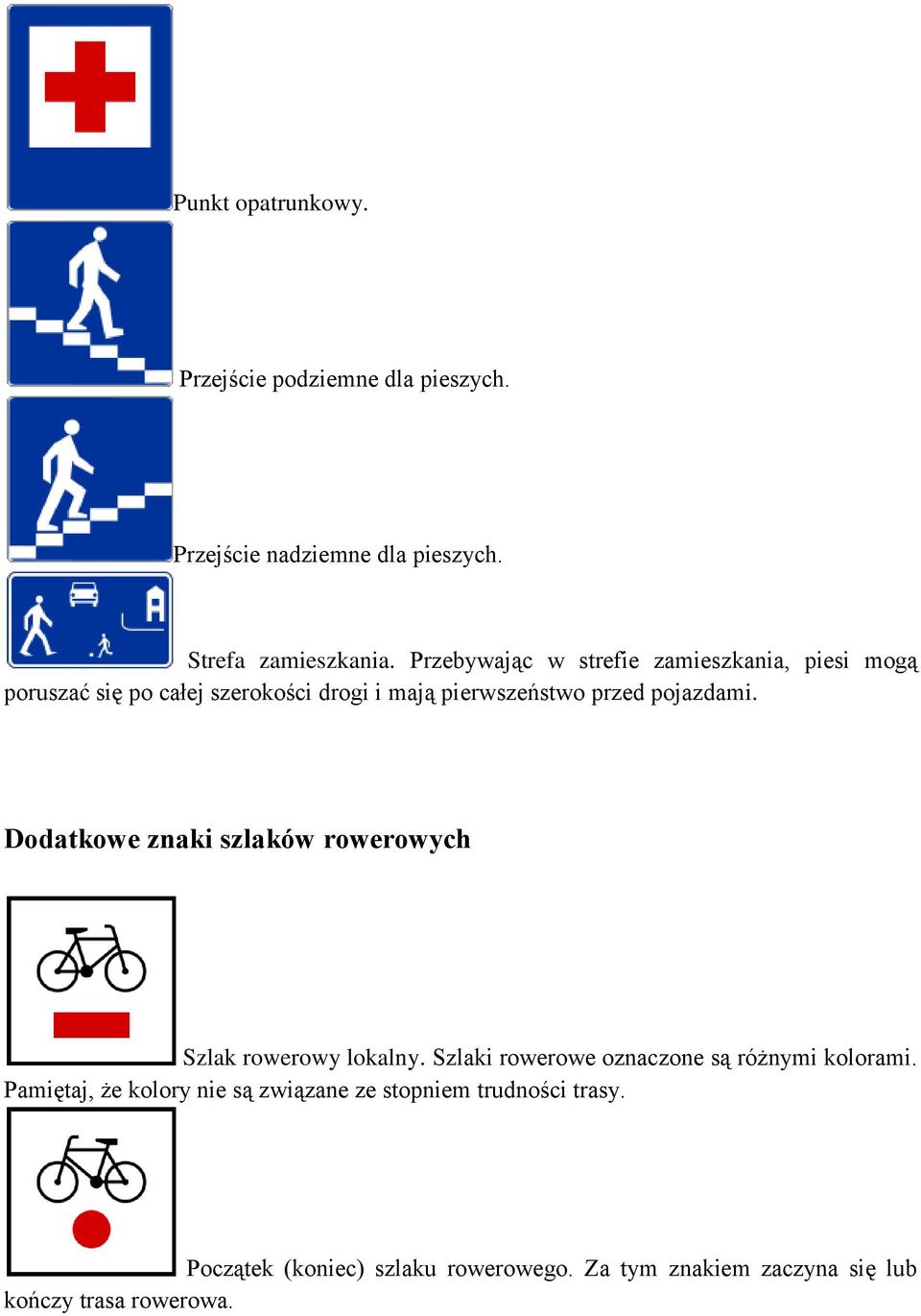 Dodatkowe znaki szlaków rowerowych Szlak rowerowy lokalny. Szlaki rowerowe oznaczone są różnymi kolorami.