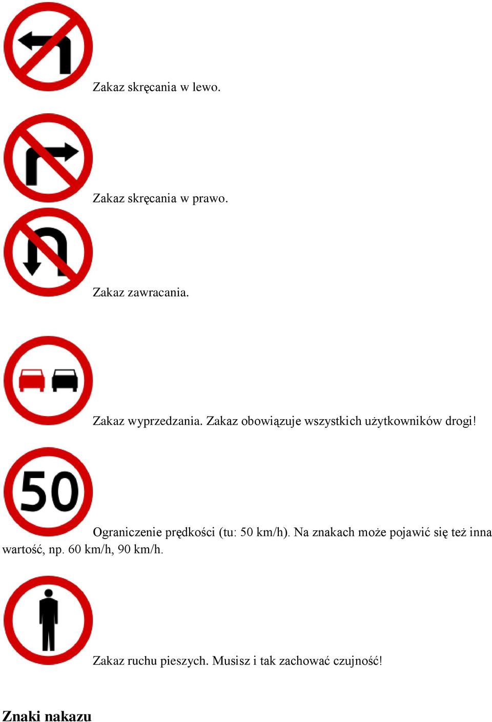 Ograniczenie prędkości (tu: 50 km/h).