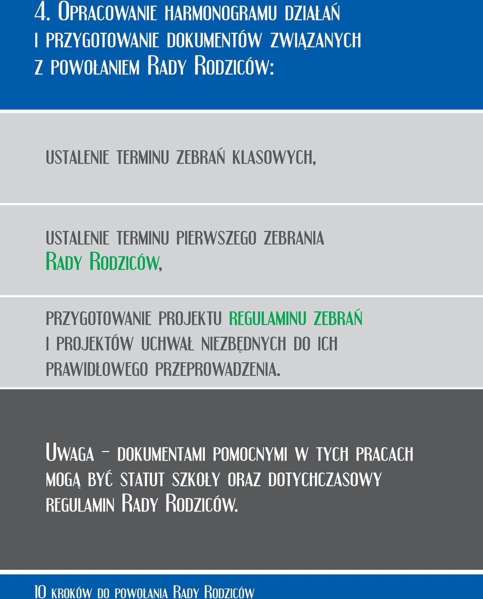 projektu regulaminu zebrań i projektów uchwał niezbędnych do ich prawidłowego przeprowadzenia.