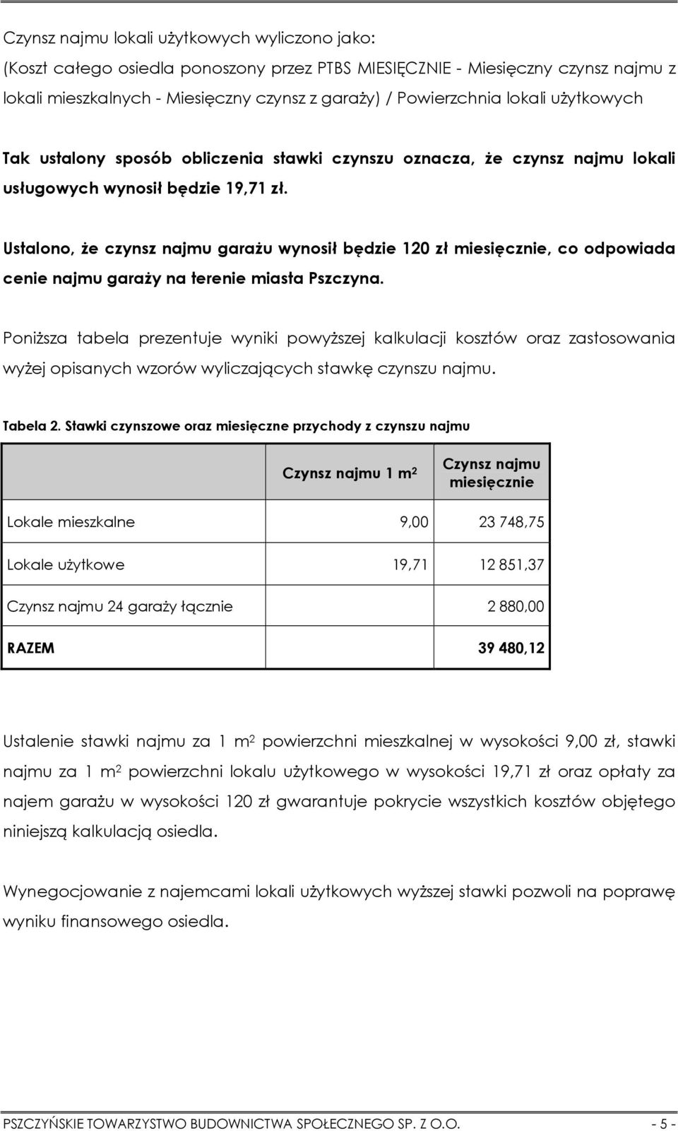 Ustalono, Ŝe czynsz najmu garaŝu wynosił będzie 120 zł miesięcznie, co odpowiada cenie najmu garaŝy na terenie miasta Pszczyna.