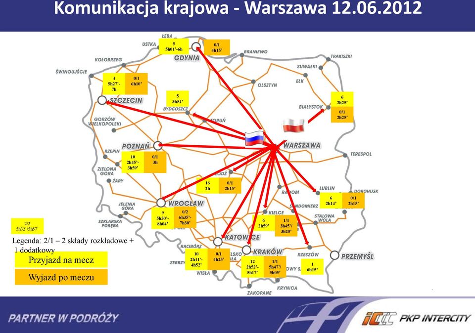 0/ h5 6 h4 0/ h5 / 5h3 /5h57 Legenda: / składy rozkładowe + dodatkowy