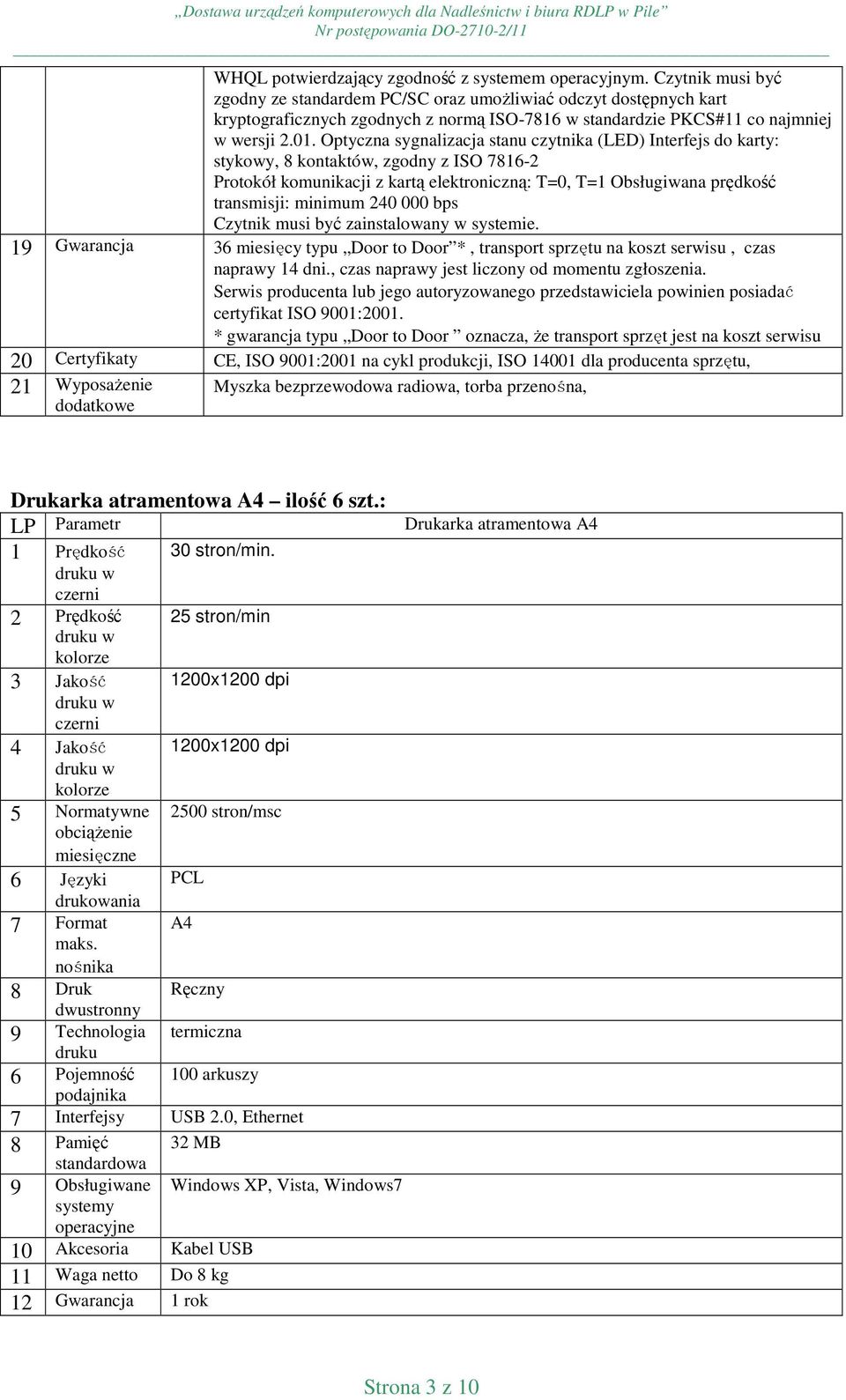 Optyczna sygnalizacja stanu czytnika (LED) Interfejs do karty: stykowy, 8 kontaktów, zgodny z ISO 7816-2 Protokół komunikacji z kartą elektroniczną: T=0, T=1 Obsługiwana prędkość transmisji: minimum