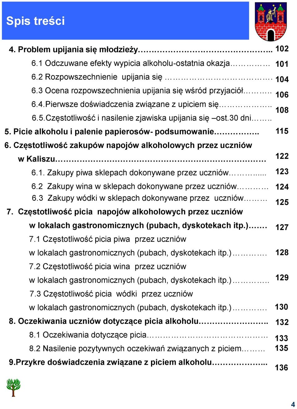 Picie alkoholu i palenie papierosów- podsumowanie.. 6. Częstotliwość zakupów napojów alkoholowych przez uczniów w Kaliszu 6.1. Zakupy piwa sklepach dokonywane przez uczniów... 6.2 Zakupy wina w sklepach dokonywane przez uczniów 6.