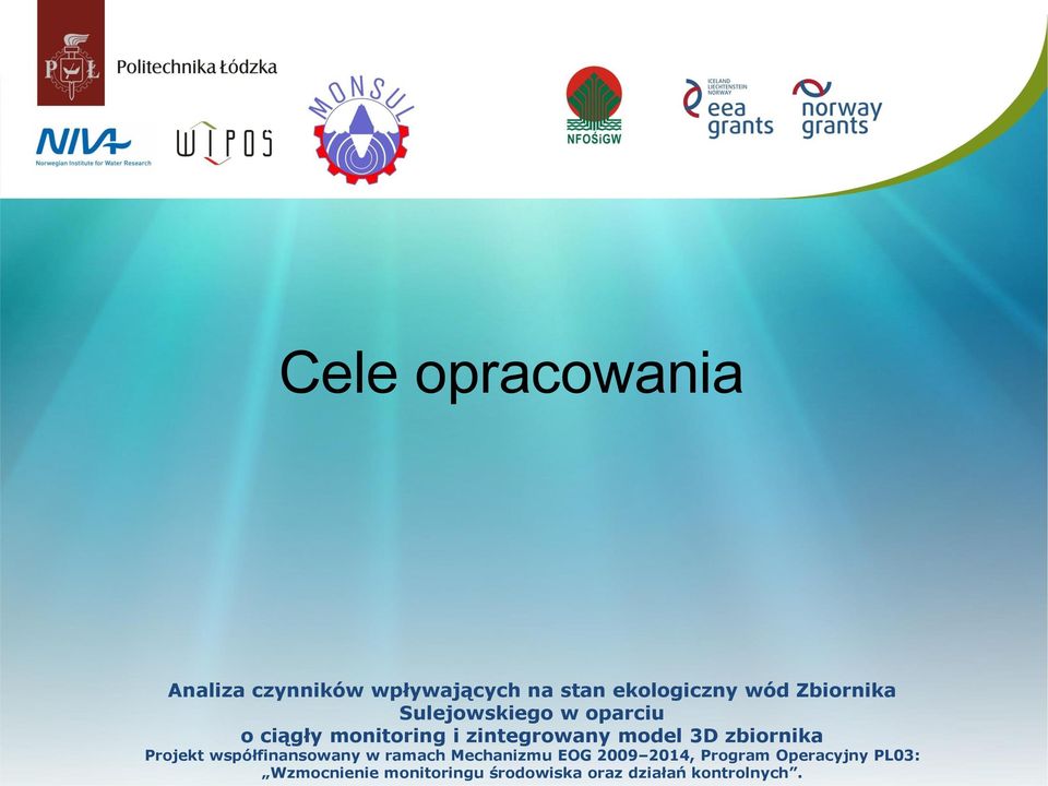 monitoring i zintegrowany model 3D zbiornika Projekt współfinansowany w ramach