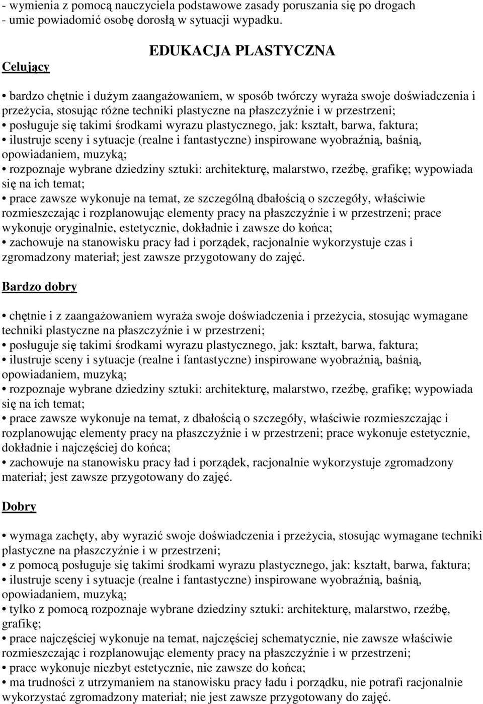 takimi środkami wyrazu plastycznego, jak: kształt, barwa, faktura; ilustruje sceny i sytuacje (realne i fantastyczne) inspirowane wyobraźnią, baśnią, opowiadaniem, muzyką; rozpoznaje wybrane