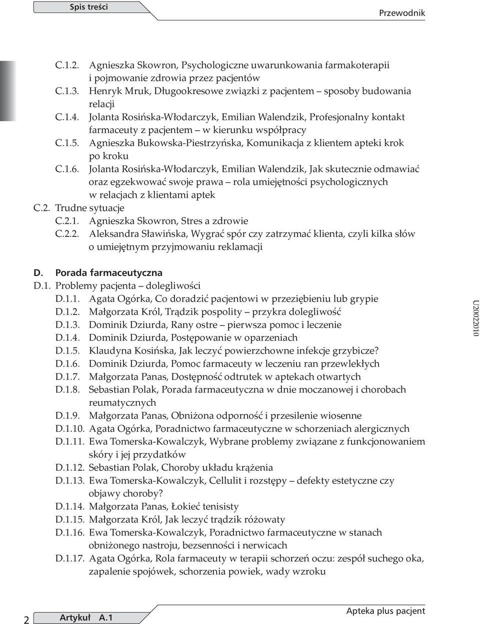 Agnieszka Bukowska-Piestrzyńska, Komunikacja z klientem apteki krok po kroku C.1.6.