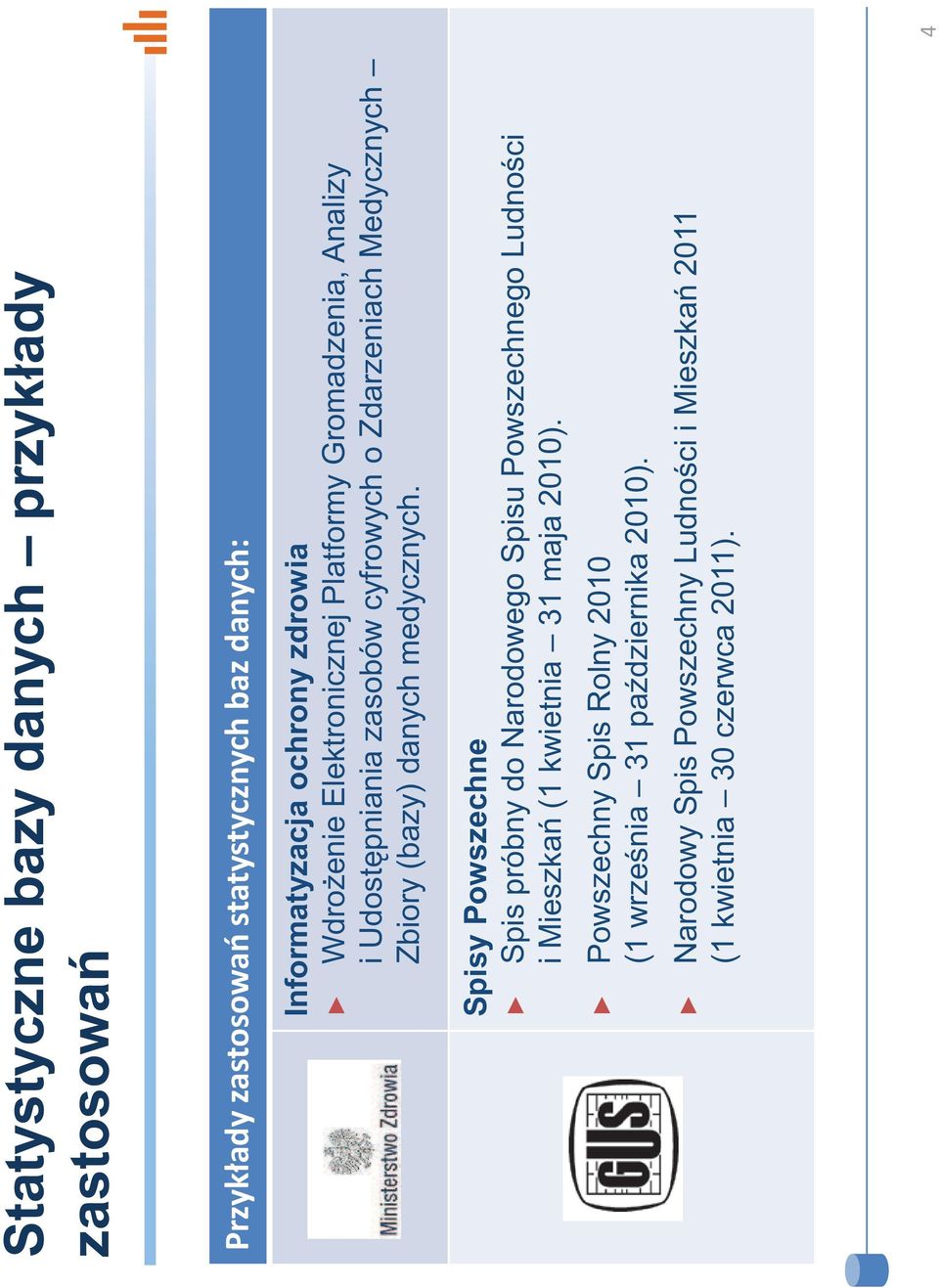 danych medycznych. Spisy Powszechne Spis próbny do Narodowego Spisu Powszechnego Ludności i Mieszkań (1 kwietnia 31 maja 2010).