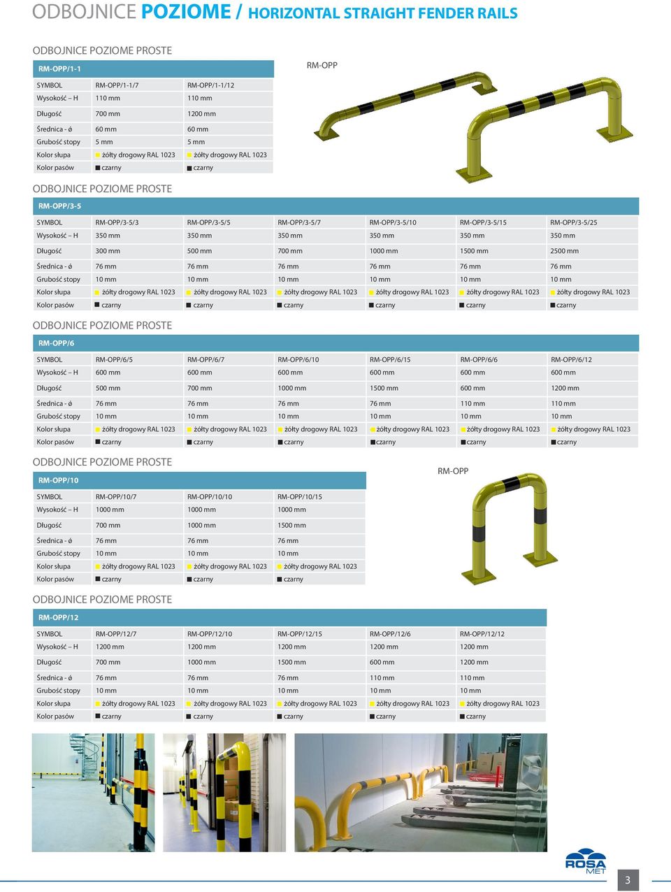 mm 350 mm 350 mm Długość 300 mm 500 mm 700 mm 1000 mm 1500 mm 2500 mm Średnica - ǿ 76 mm 76 mm 76 mm 76 mm 76 mm 76 mm 10 mm 10 mm 10 mm żółty drogowy RAL 1023 żółty drogowy RAL 1023 żółty drogowy