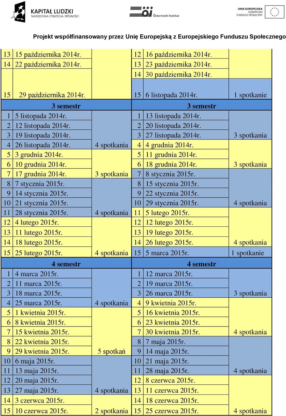 4 4 grudnia 2014r. 5 3 grudnia 2014r. 5 11 grudnia 2014r. 6 10 grudnia 2014r. 6 18 grudnia 2014r. 7 17 grudnia 2014r. 7 8 stycznia 2015r. 8 7 stycznia 2015r. 8 15 stycznia 2015r. 9 14 stycznia 2015r.