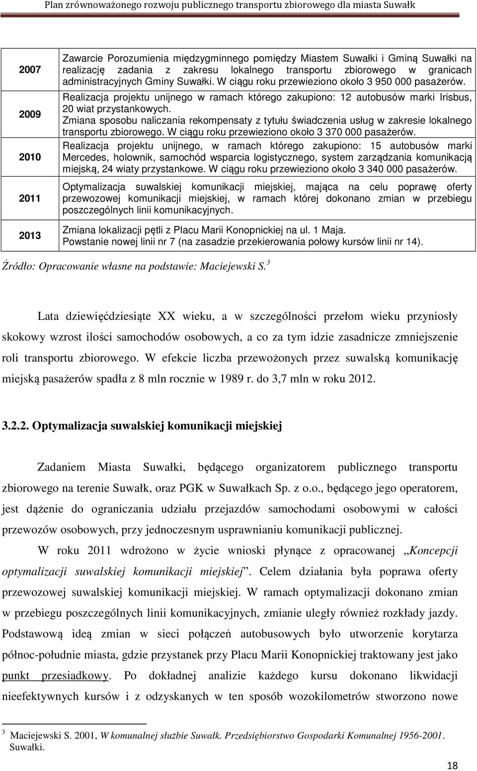 Zmiana sposobu naliczania rekompensaty z tytułu świadczenia usług w zakresie lokalnego transportu zbiorowego. W ciągu roku przewieziono około 3 370 000 pasażerów.