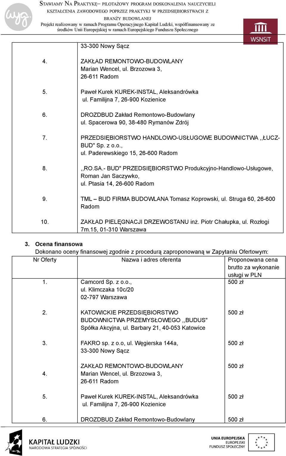 Struga 60, 26-600 Radom ZAKŁAD PIELĘGNACJI DRZEWOSTANU inż. Piotr Chałupka, ul. Rozłogi 7m.