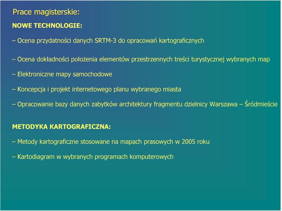 internetowego planu wybranego miasta Opracowanie bazy danych zabytków architektury fragmentu dzielnicy Warszawa Śródmieście