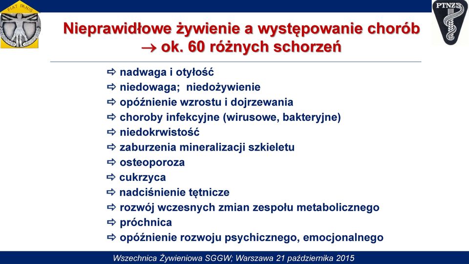 infekcyjne (wirusowe, bakteryjne) niedokrwistość zaburzenia mineralizacji szkieletu osteoporoza cukrzyca