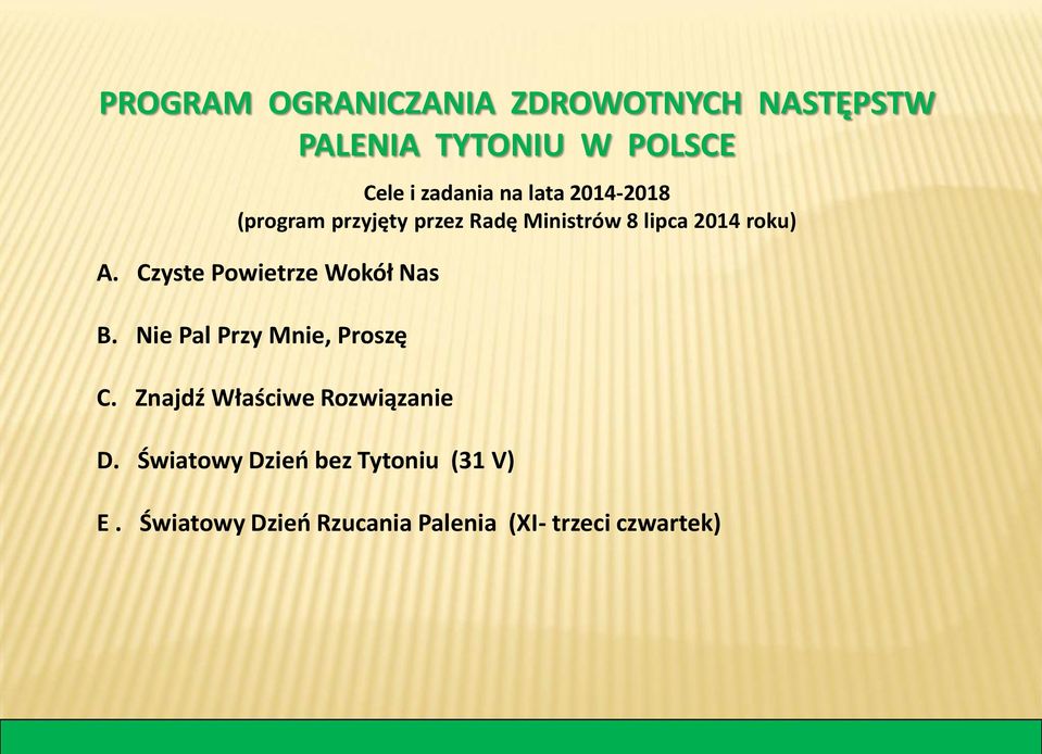 Czyste Powietrze Wokół Nas B. Nie Pal Przy Mnie, Proszę C.