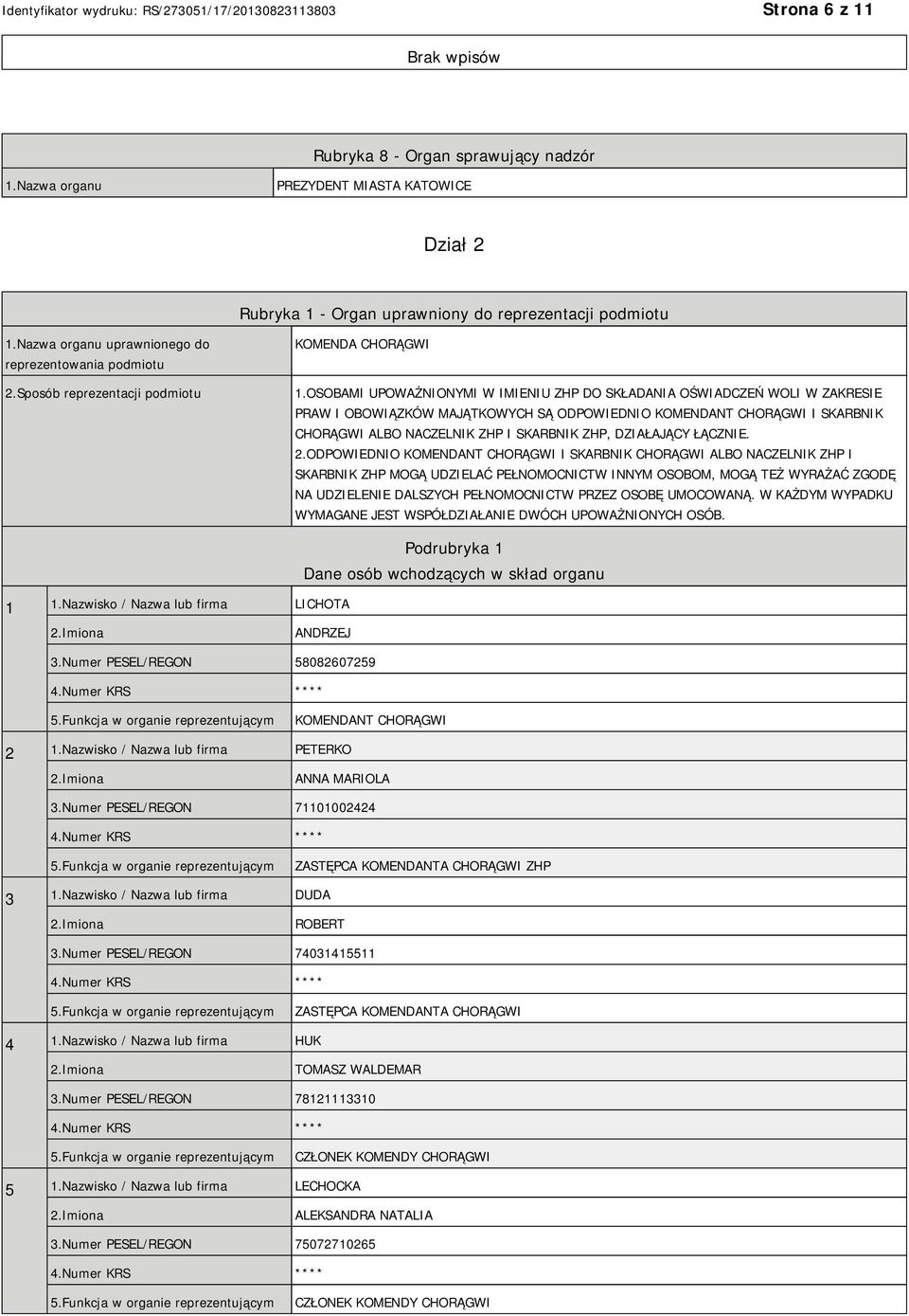 OSOBAMI UPOWAŻNIONYMI W IMIENIU ZHP DO SKŁADANIA OŚWIADCZEŃ WOLI W ZAKRESIE PRAW I OBOWIĄZKÓW MAJĄTKOWYCH SĄ ODPOWIEDNIO KOMENDANT CHORĄGWI I SKARBNIK CHORĄGWI ALBO NACZELNIK ZHP I SKARBNIK ZHP,