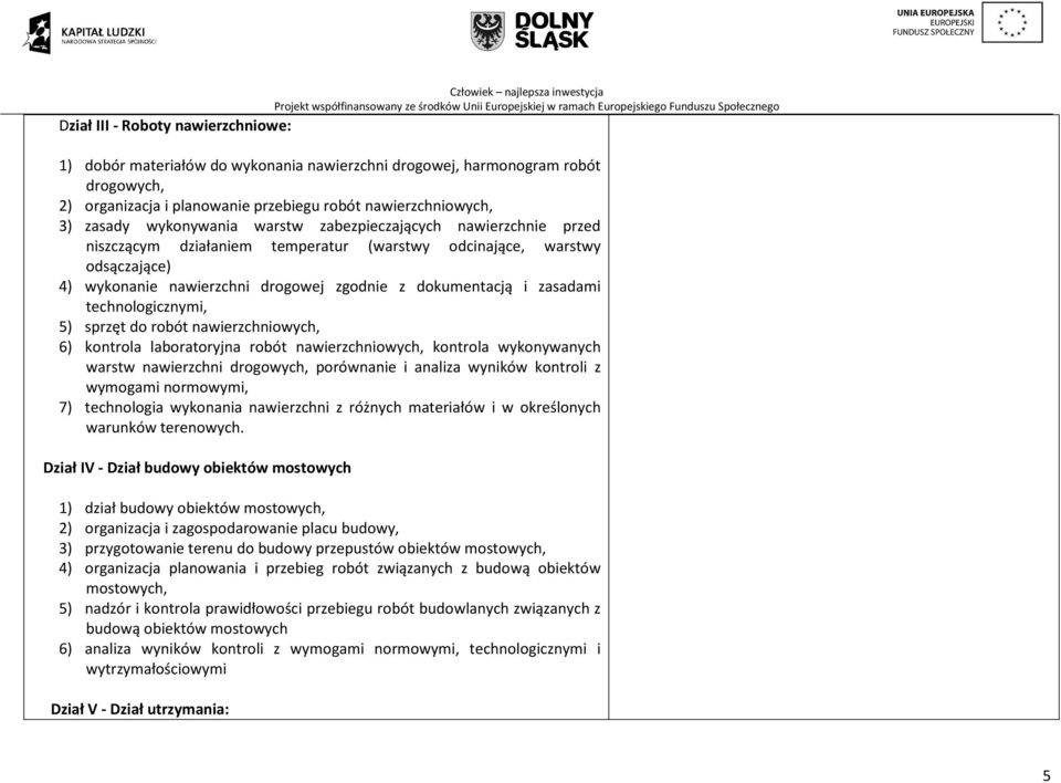 zgodnie z dokumentacją i zasadami technologicznymi, 5) sprzęt do robót nawierzchniowych, 6) kontrola laboratoryjna robót nawierzchniowych, kontrola wykonywanych warstw nawierzchni drogowych,