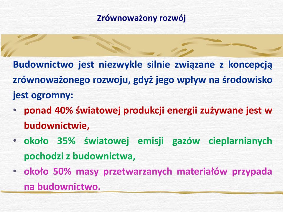 światowej produkcji energii zużywane jest w budownictwie, około 35% światowej emisji