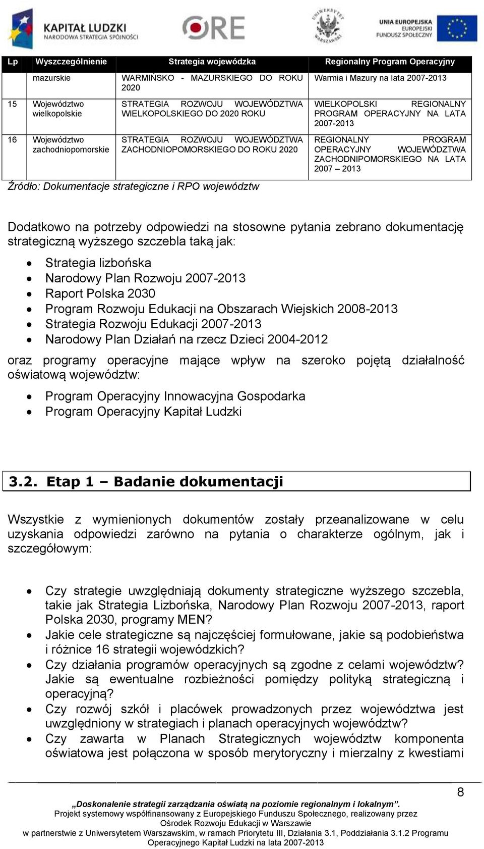 WIELKOPOLSKI REGIONALNY PROGRAM OPERACYJNY NA LATA 2007-2013 REGIONALNY PROGRAM OPERACYJNY WOJEWÓDZTWA ZACHODNIPOMORSKIEGO NA LATA 2007 2013 Dodatkowo na potrzeby odpowiedzi na stosowne pytania