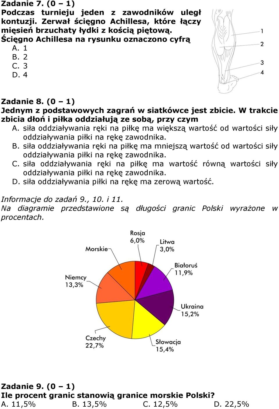 siła oddziaływania ręki na piłkę ma większą wartość od wartości siły oddziaływania piłki na rękę zawodnika. B.