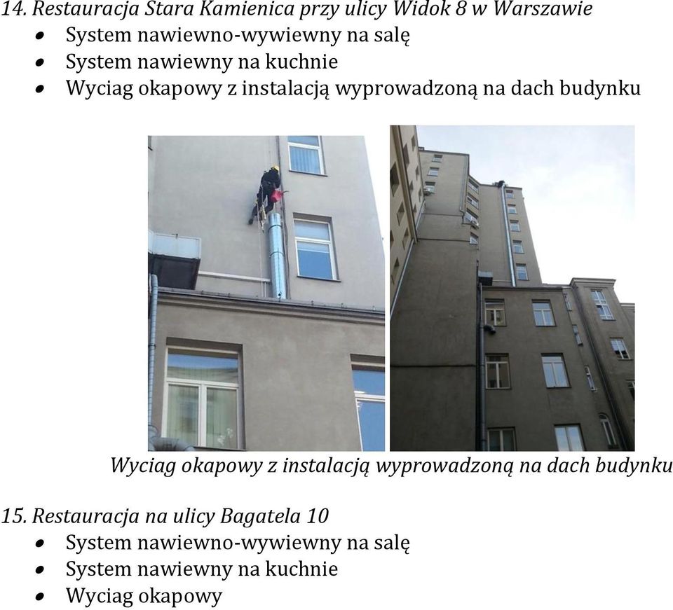 wyprowadzoną na dach budynku Wyciag okapowy z instalacją wyprowadzoną na dach budynku