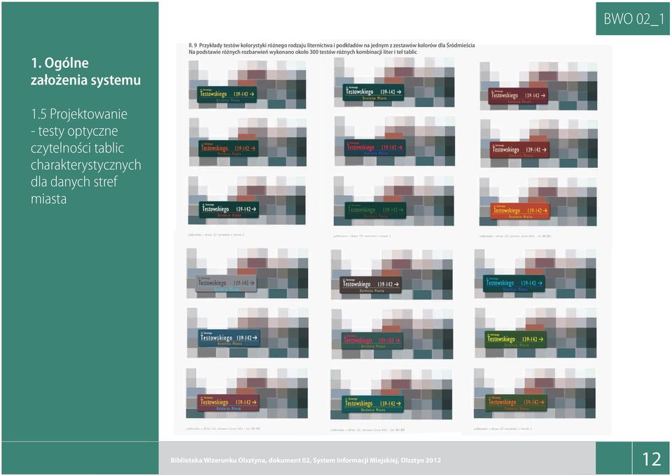 zestawów kolorów dla Œródmieœcia Na podstawie ró nych rozbarwieñ wykonano oko³o 300