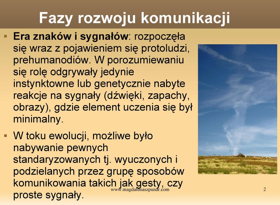 obrazy), gdzie element uczenia się był minimalny. W toku ewolucji, możliwe było nabywanie pewnych standaryzowanych tj.