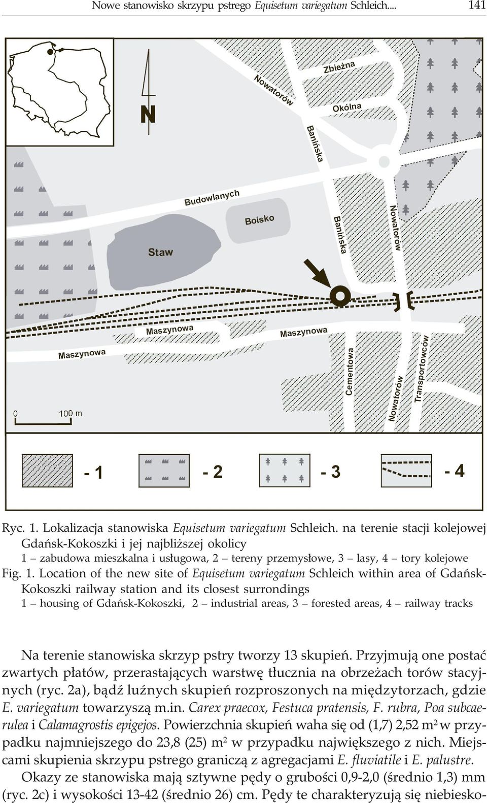 zabudowa mieszkalna i us³ugowa, 2 tereny przemys³owe, 3 lasy, 4 tory kolejowe Fig. 1.
