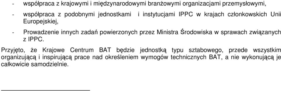 przez Ministra rodowiska w sprawach zwizanych z IPPC.