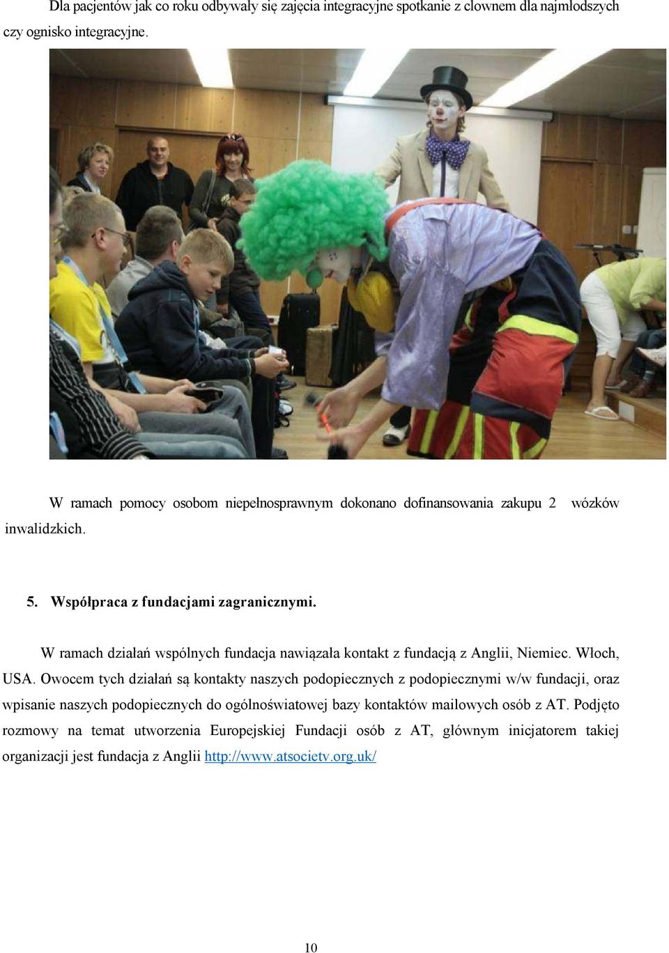 W ramach działań wspólnych fundacja nawiązała kontakt z fundacją z Anglii, Niemiec. Włoch, USA.