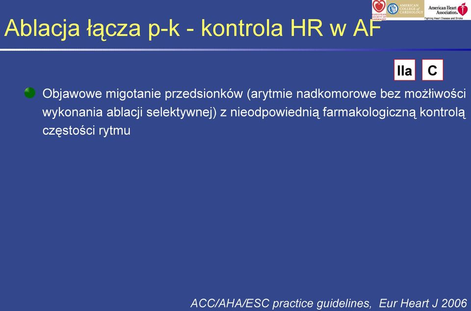 ablacji selektywnej) z nieodpowiednią farmakologiczną