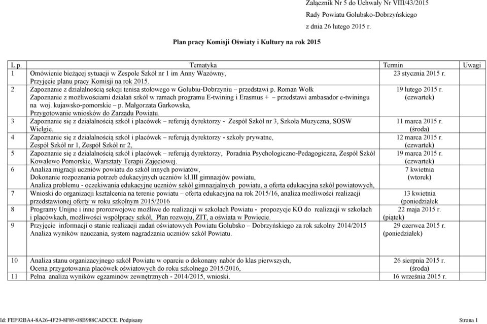 Roman Wołk Zapoznanie z możliwościami działań szkół w ramach programu E-twining i Erasmus + przedstawi ambasador e-twiningu 19 lutego 2015 r. (czwartek) na woj. kujawsko-pomorskie p.