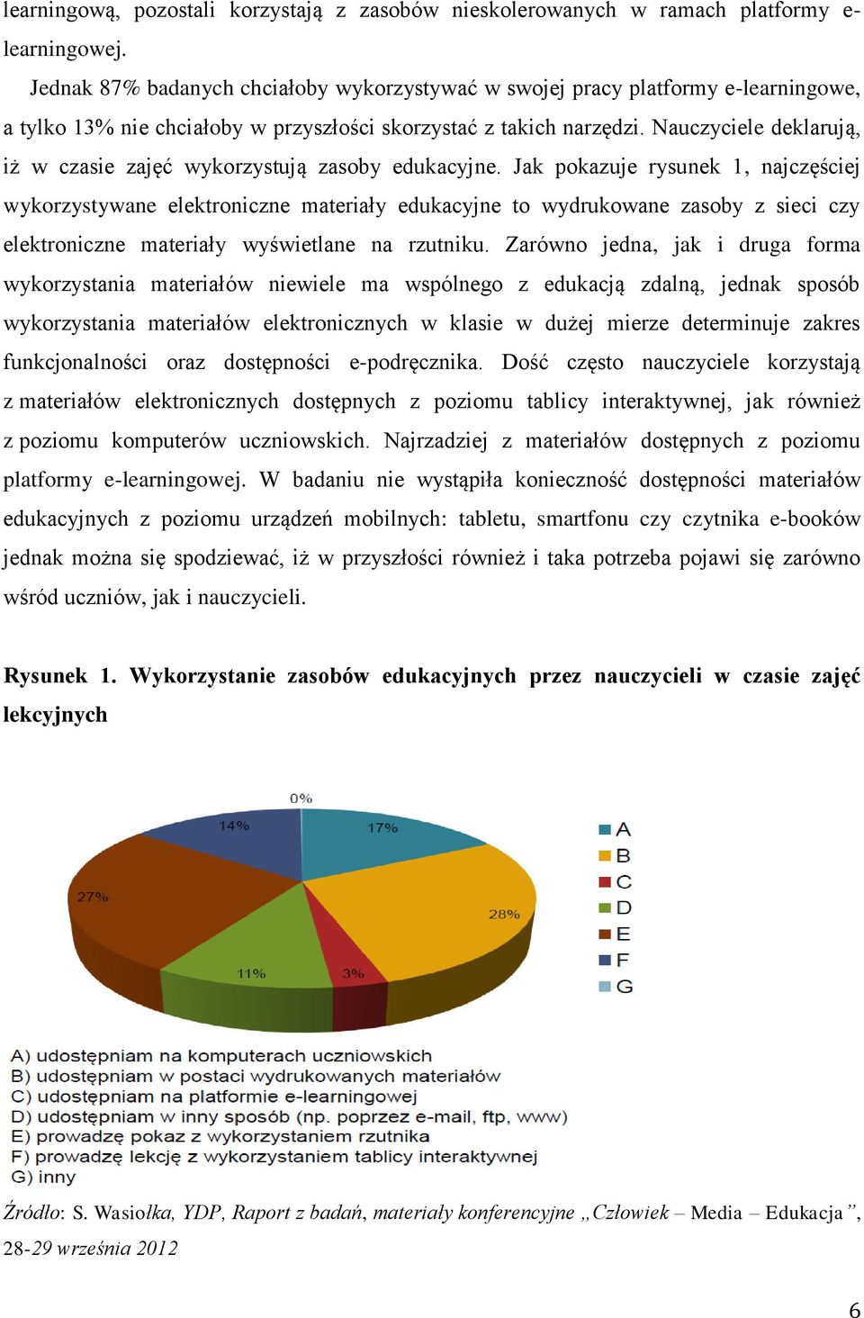 Nauczyciele deklarują, iż w czasie zajęć wykorzystują zasoby edukacyjne.