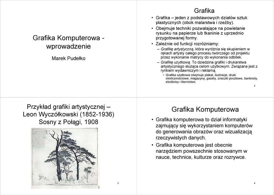 Zależnie od funkcji rozróżniamy: Grafikę artystyczną, która wyróżnia się skupieniem w rękach artysty całego procesu twórczego od projektu przez wykonanie matrycy do wykonania odbitek.