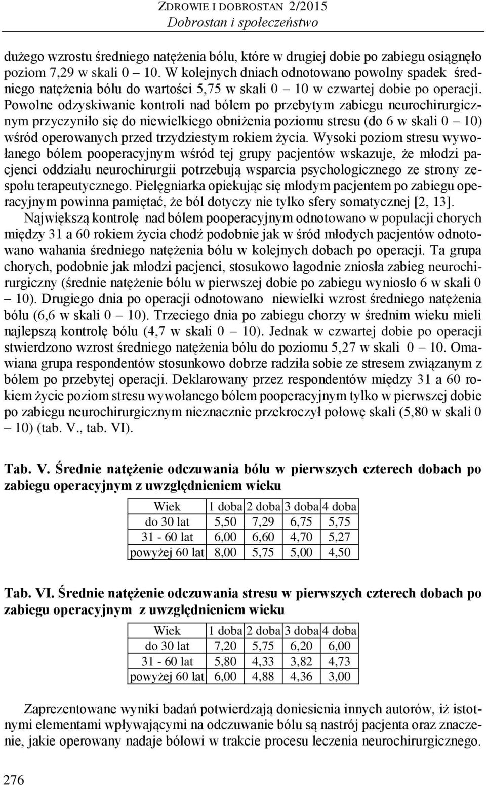 Powolne odzyskiwanie kontroli nad bólem po przebytym zabiegu neurochirurgicznym przyczyniło się do niewielkiego obniżenia poziomu stresu (do 6 w skali 0 10) wśród operowanych przed trzydziestym