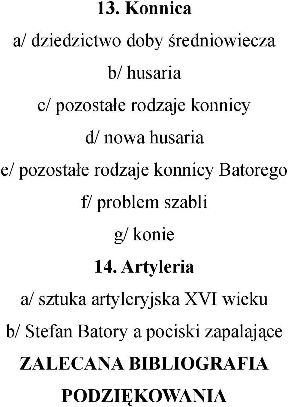 f/ problem szabli g/ konie 14.