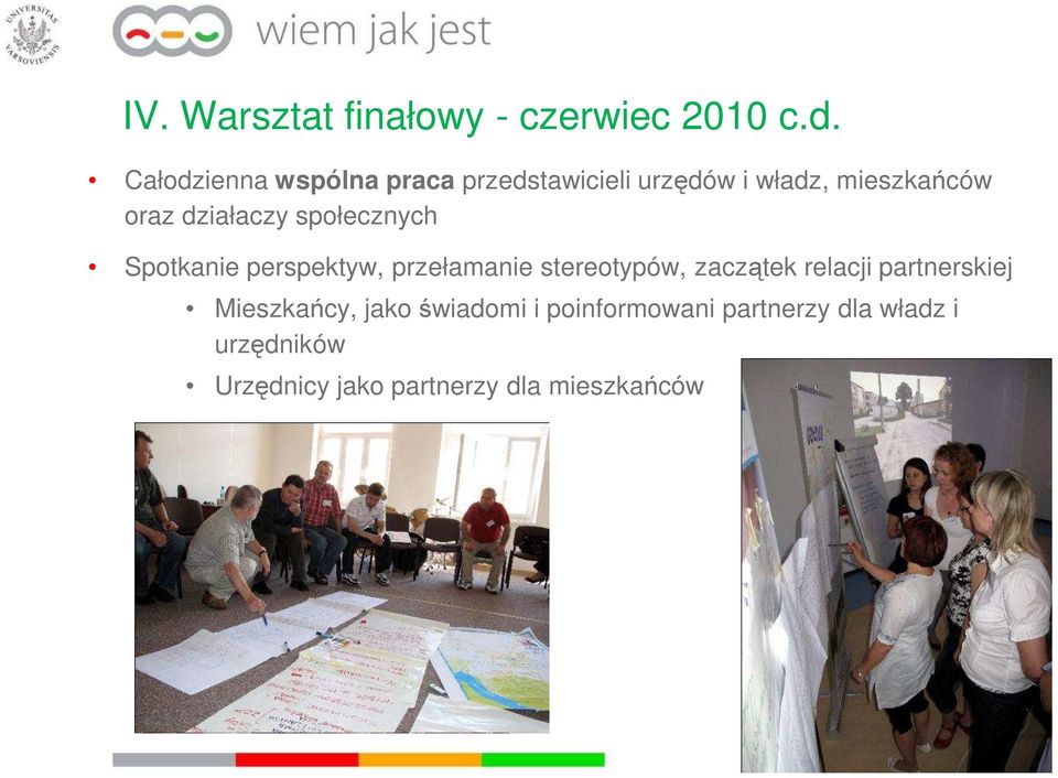 działaczy społecznych Spotkanie perspektyw, przełamanie stereotypów, zaczątek