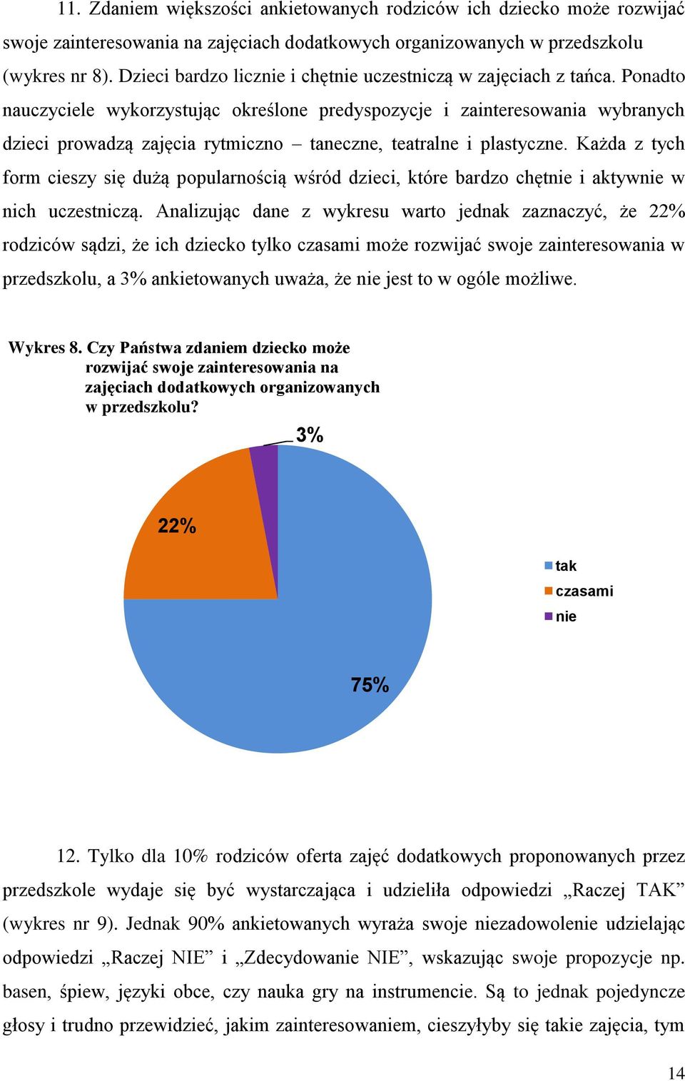 Ponadto nauczyciele wykorzystując określone predyspozycje i zainteresowania wybranych dzieci prowadzą zajęcia rytmiczno taneczne, teatralne i plastyczne.