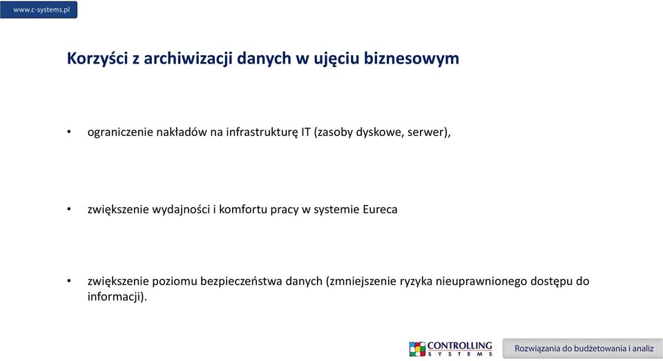 wydajności i komfortu pracy w systemie Eureca zwiększenie poziomu