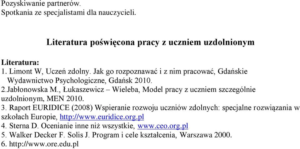 , Łukaszewicz Wieleba, Model pracy z uczniem szczególnie uzdolnionym, MEN.